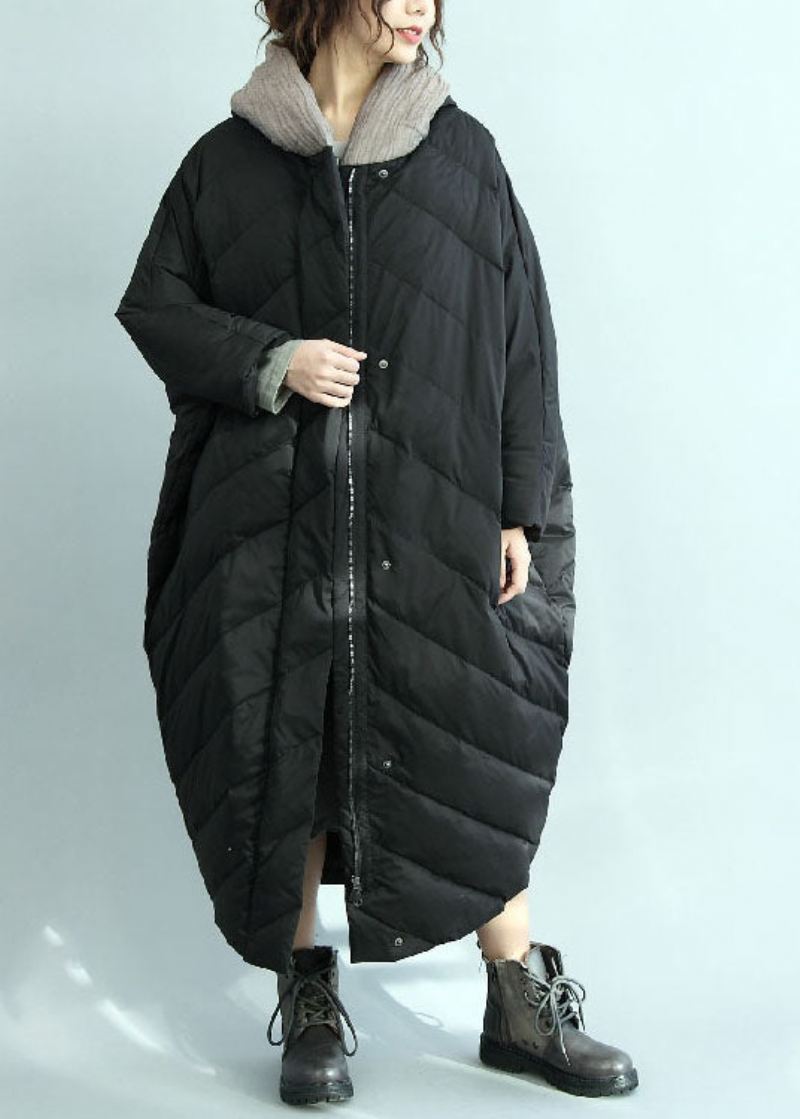 Uformell Svart Hette Oversized Duck Down Parka Winter - Dunjakker for kvinner