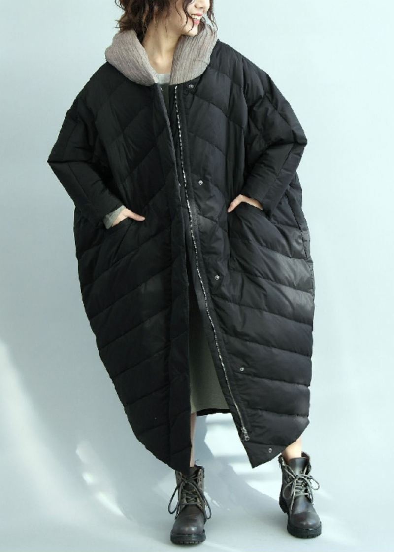 Uformell Svart Hette Oversized Duck Down Parka Winter - Dunjakker for kvinner