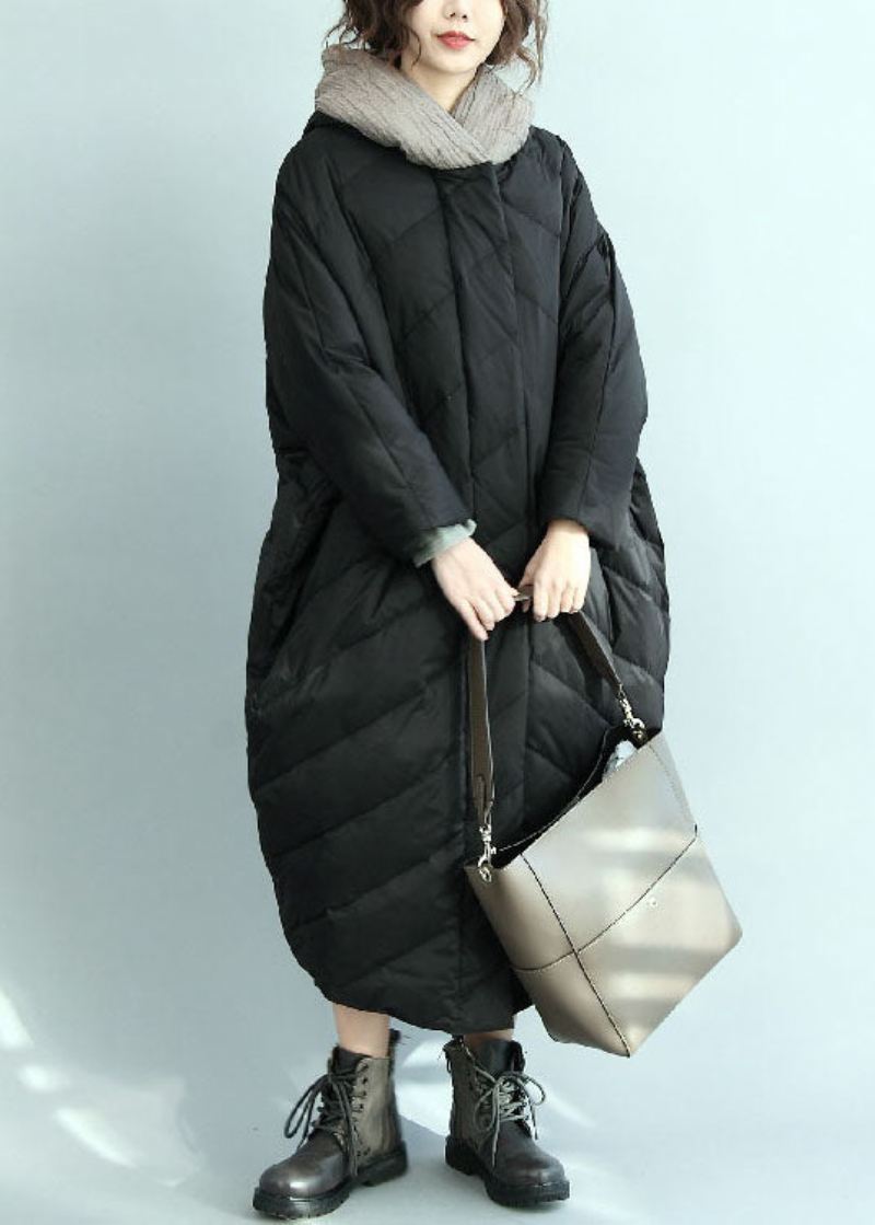 Uformell Svart Hette Oversized Duck Down Parka Winter - Dunjakker for kvinner