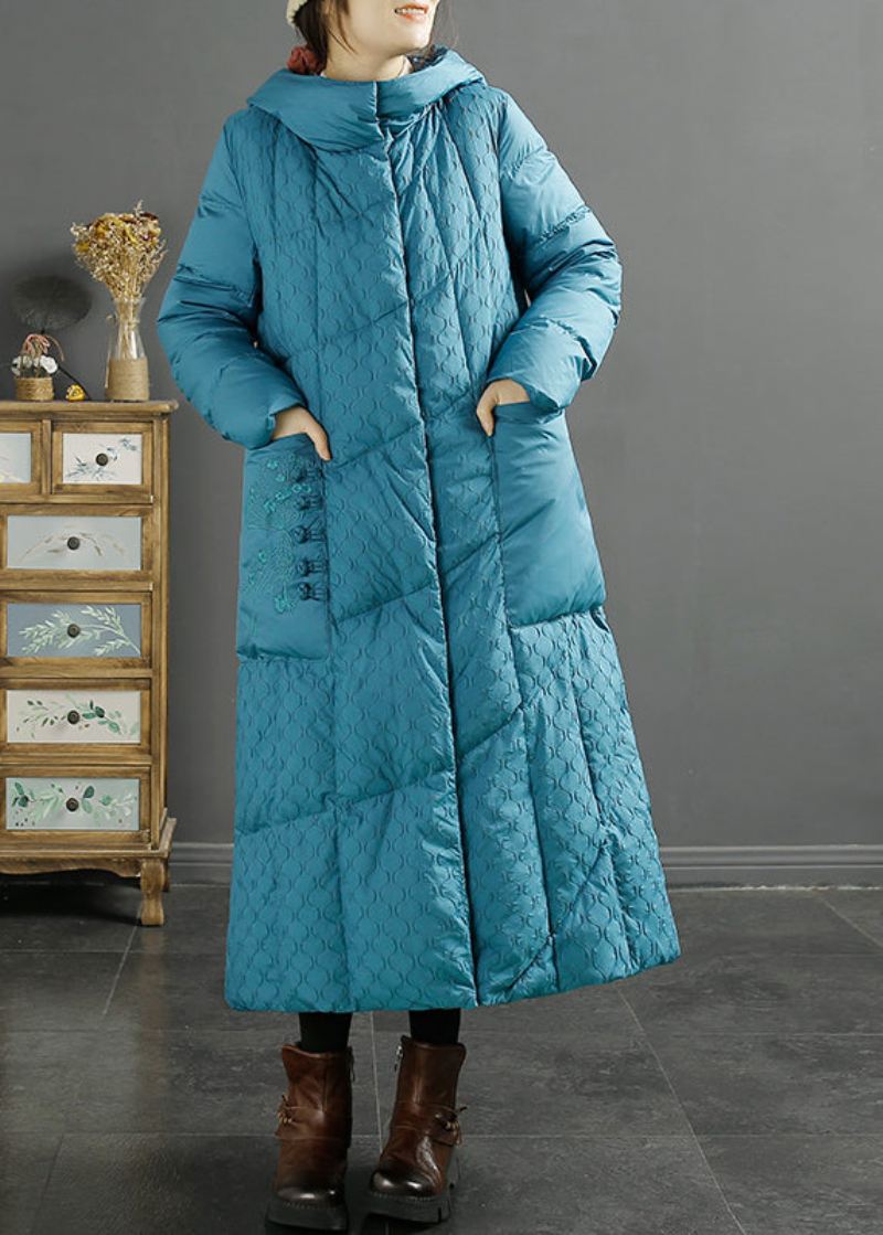 Vintage Lilla Hettelommer Jacquard Duck Down Puffer Coats Vinter - Dunjakker for kvinner