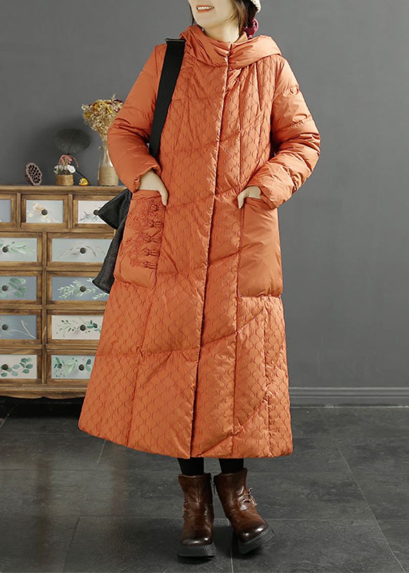 Vintage Lilla Hettelommer Jacquard Duck Down Puffer Coats Vinter - Dunjakker for kvinner