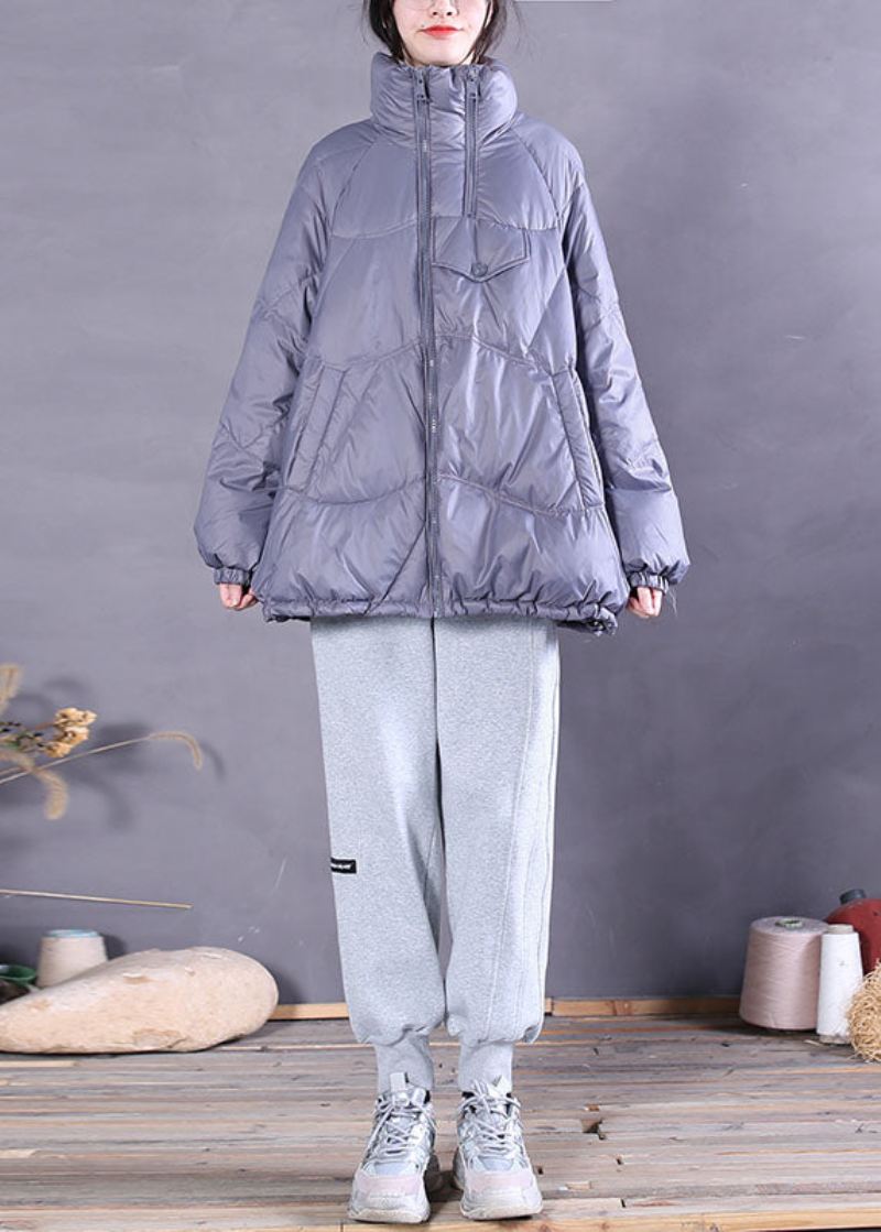 Vintage Lilla Zip Up Snøring Duck Down Puffer Jacket Vinter - Lilla