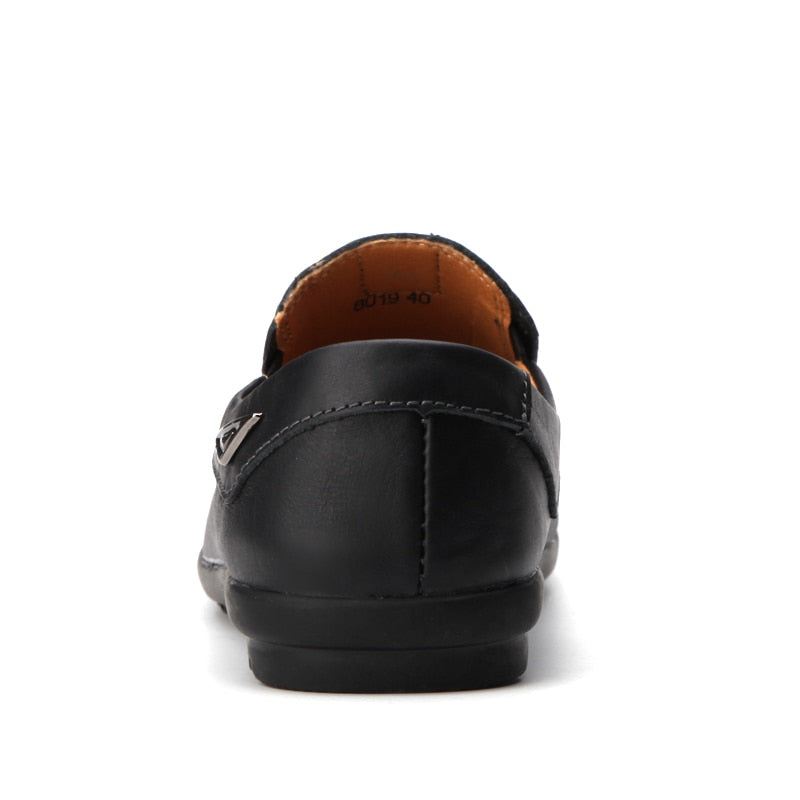 Ekte Skinn Herresko Uformell Luksus Italienske Loafers For Menn Mokkasiner Pustende Slip On Boat Sko - Svart