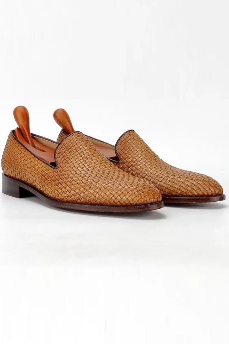 Håndlaget Loafer Vevd Strikket Skinnsåle Sko For Menn Sosial Sko Klassiske Sko Elegant Herre