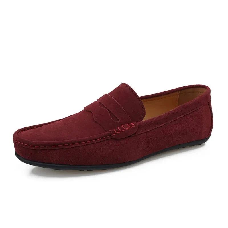 Herre Dusker Loafers Delt Skinn Pustende Svarte Sko Myke Utendørs Uformelle Sommer Muldyr Kjole Sandaler Flats - Rød