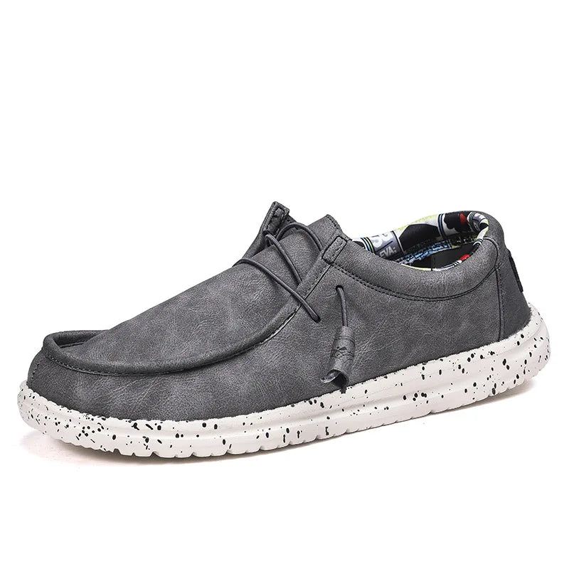 Leather Casual Sko Menn Dude Loafers Street Style Slip-ons - Grå