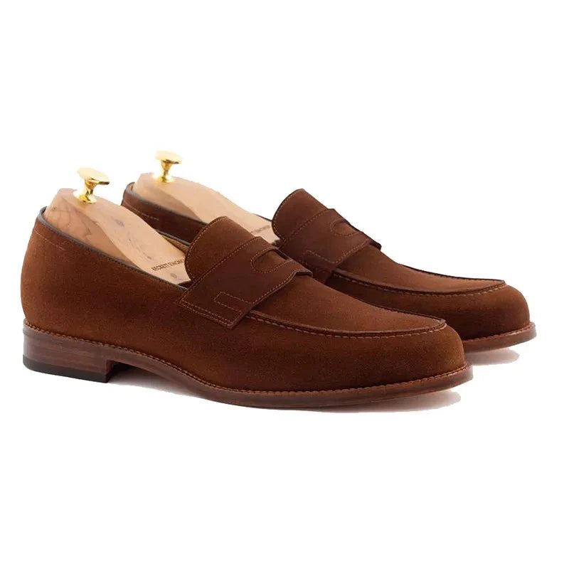 Loafers Solid Business Shoes Office Party Original Ekte Skinn Beste Designer Håndlagde Sko For Menn - Brun