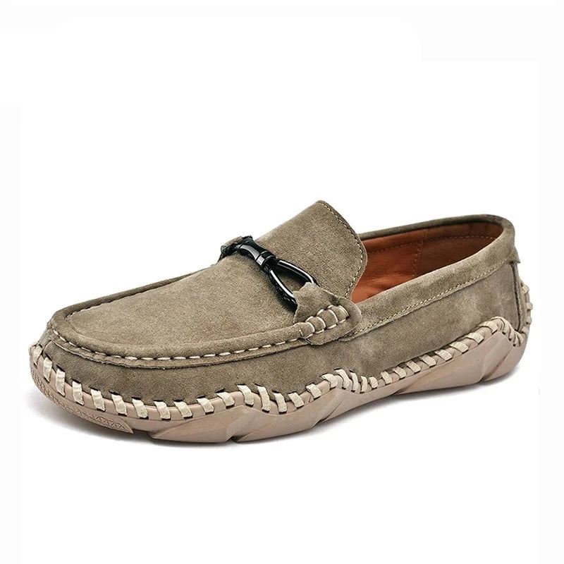 Luksus Merke Komfort Herre Loafers Ekte Skinn Flats Sko Årsaksmessig - Khaki