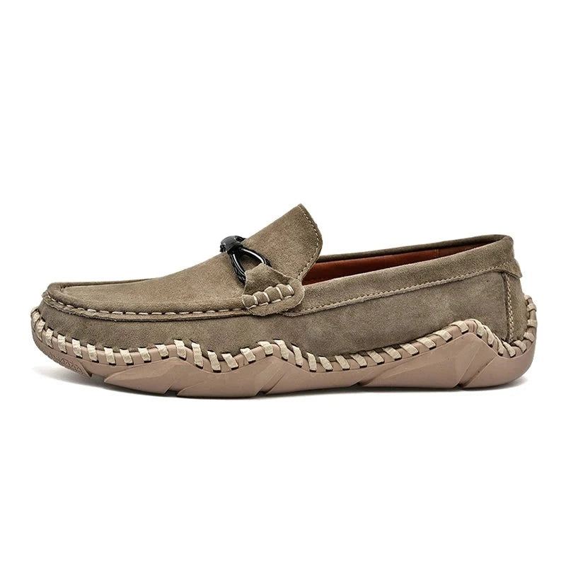 Luksus Merke Komfort Herre Loafers Ekte Skinn Flats Sko Årsaksmessig - Khaki