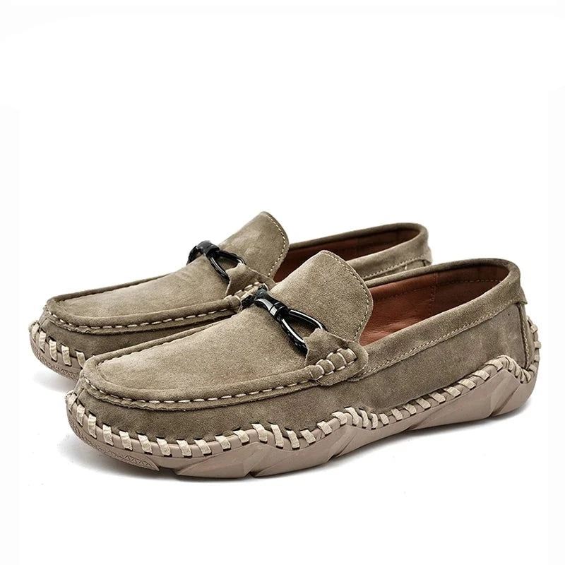 Luksus Merke Komfort Herre Loafers Ekte Skinn Flats Sko Årsaksmessig - Khaki