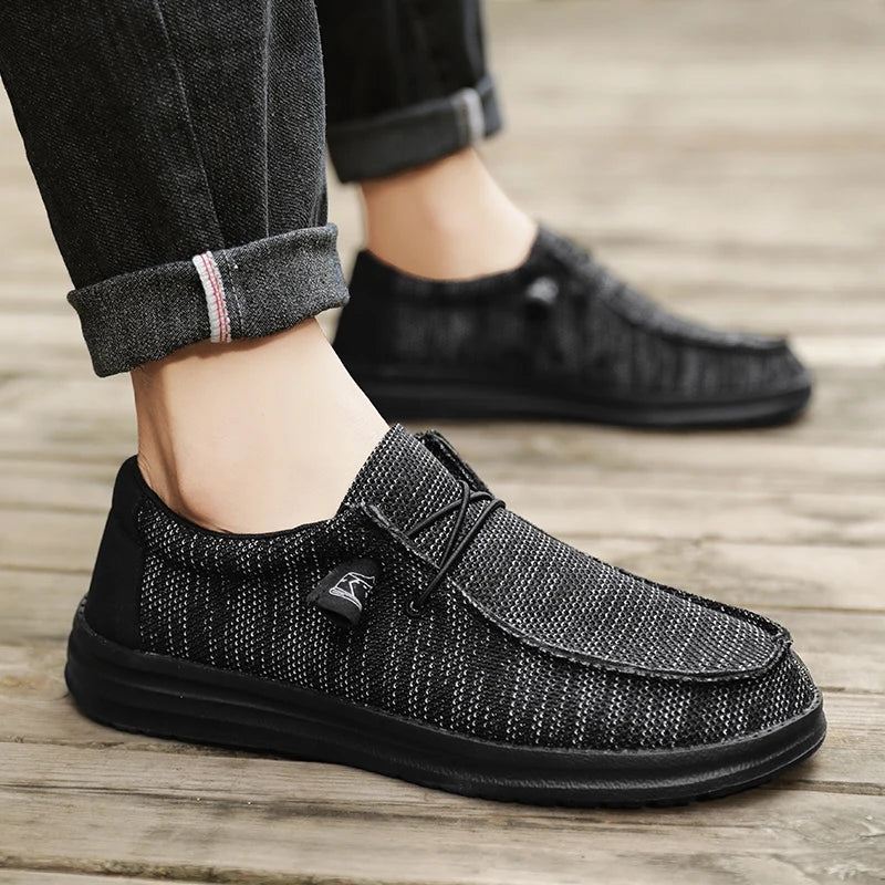 Menn Slip On Canvas Sko Loafers Mest Populære Prime - Svart