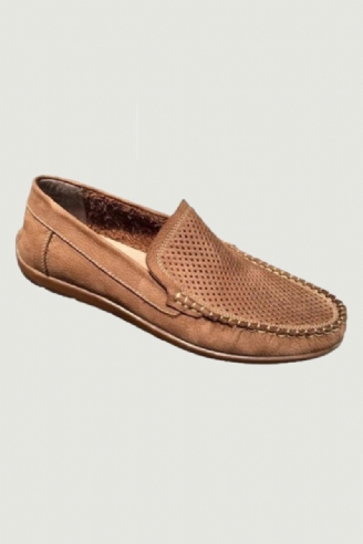 Pustende Hule Loafers I Ekte Skinn Sommer Fottøy For Herre Komfortable Myk Bunn Uformelle Sko Menn Slip-on Flate Sko