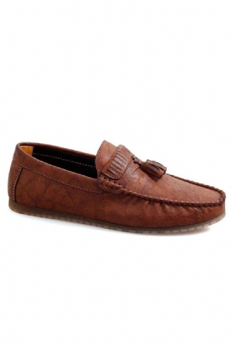 Skinn Herre Loafers Sko Håndlaget Dusk Mann Sko Slip On Flat