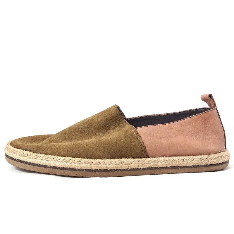 Sommer Pustende Loafers I Ekte Skinn Menn Slip-on Daily Casual Flat Shoes Mann Vintage - Kaffe