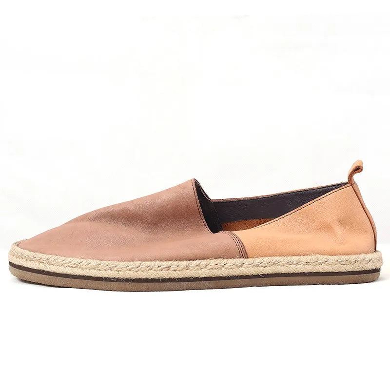 Sommer Pustende Loafers I Ekte Skinn Menn Slip-on Daily Casual Flat Shoes Mann Vintage - Kaffe