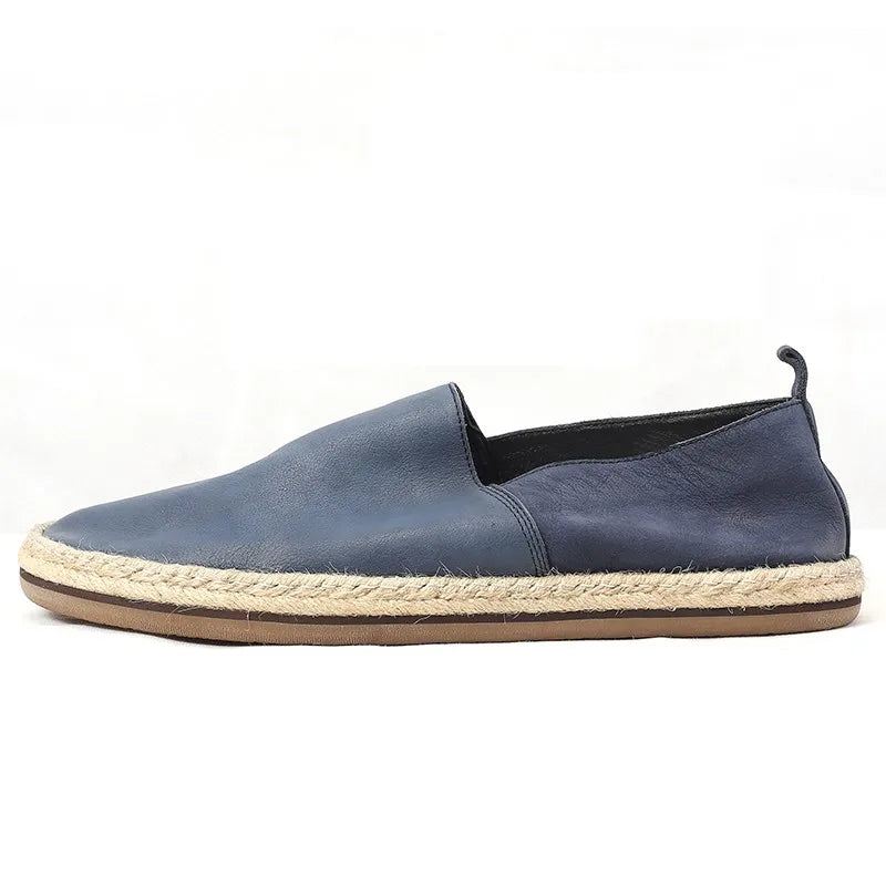 Sommer Pustende Loafers I Ekte Skinn Menn Slip-on Daily Casual Flat Shoes Mann Vintage - Kaffe