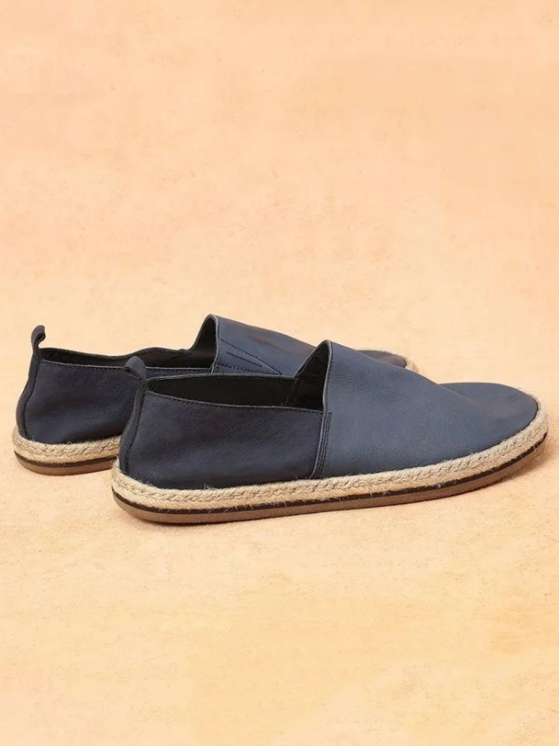 Sommer Pustende Loafers I Ekte Skinn Menn Slip-on Daily Casual Flat Shoes Mann Vintage - Kaffe