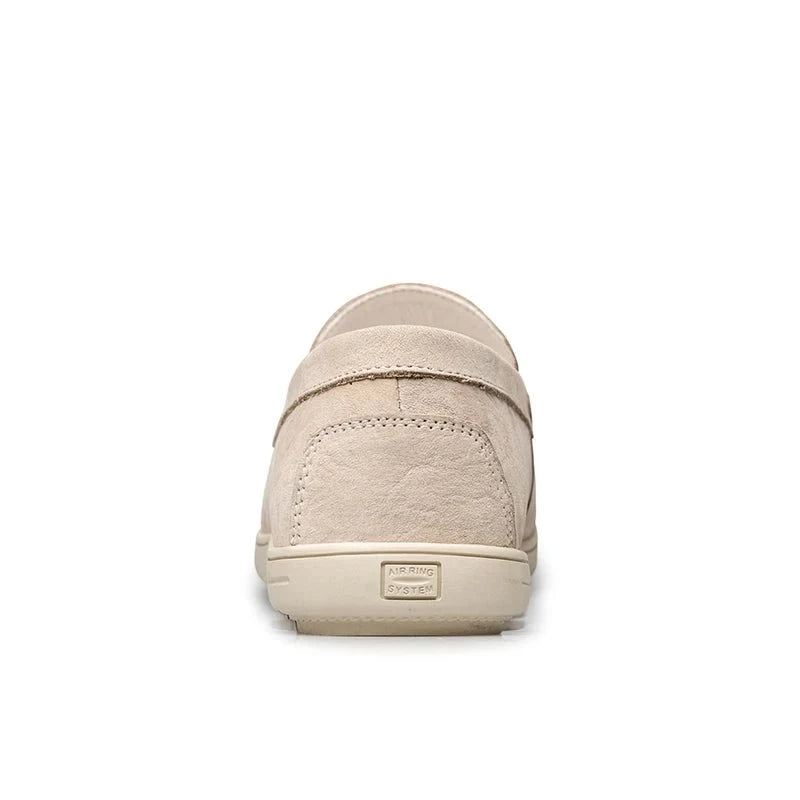 Uformelle Vårsko For Menn Slip On Loafers I Ekte Skinn Komfortable Håndlagde Designersko - Beige