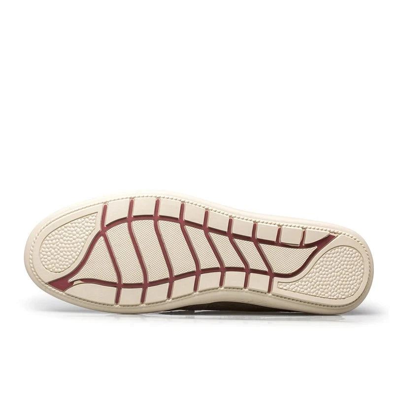 Uformelle Vårsko For Menn Slip On Loafers I Ekte Skinn Komfortable Håndlagde Designersko - Beige