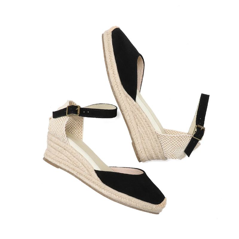 Ekte Åpne Solide Sandaler Elastisk Casual Sandal For Kvinner - 45Cm Beige Lær