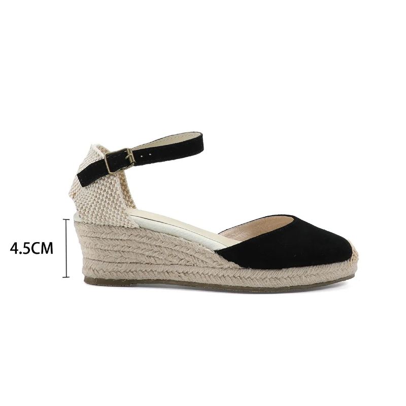 Ekte Åpne Solide Sandaler Elastisk Casual Sandal For Kvinner - 45Cm Beige Lær