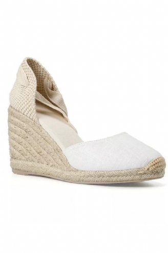 Kvinner Sommer Espadrille Heel Wedge Sandaler Lukket Tå Sko Kryssbundet Snøring